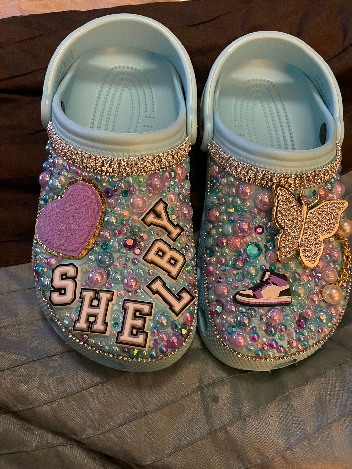Custom Bedazzled Garden Clogs | Personalized Rhinestone Crocs-Style Shoes | Glitter Bling Clogs for Women