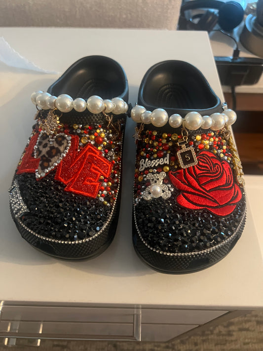 Custom Bedazzled Garden Clogs | Personalized Rhinestone Crocs-Style Shoes | Glitter Bling Clogs for Women